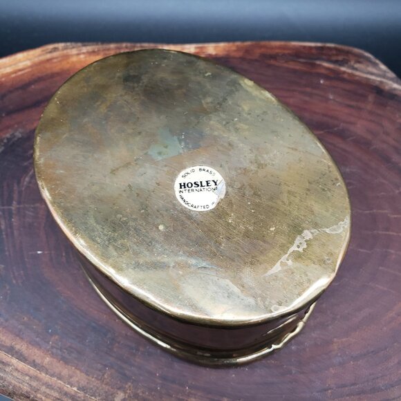 Vintage Hosley Solid Brass Oval Bowl Dish 4.5" Handcrafted India Small Decor - Picture 4 of 8